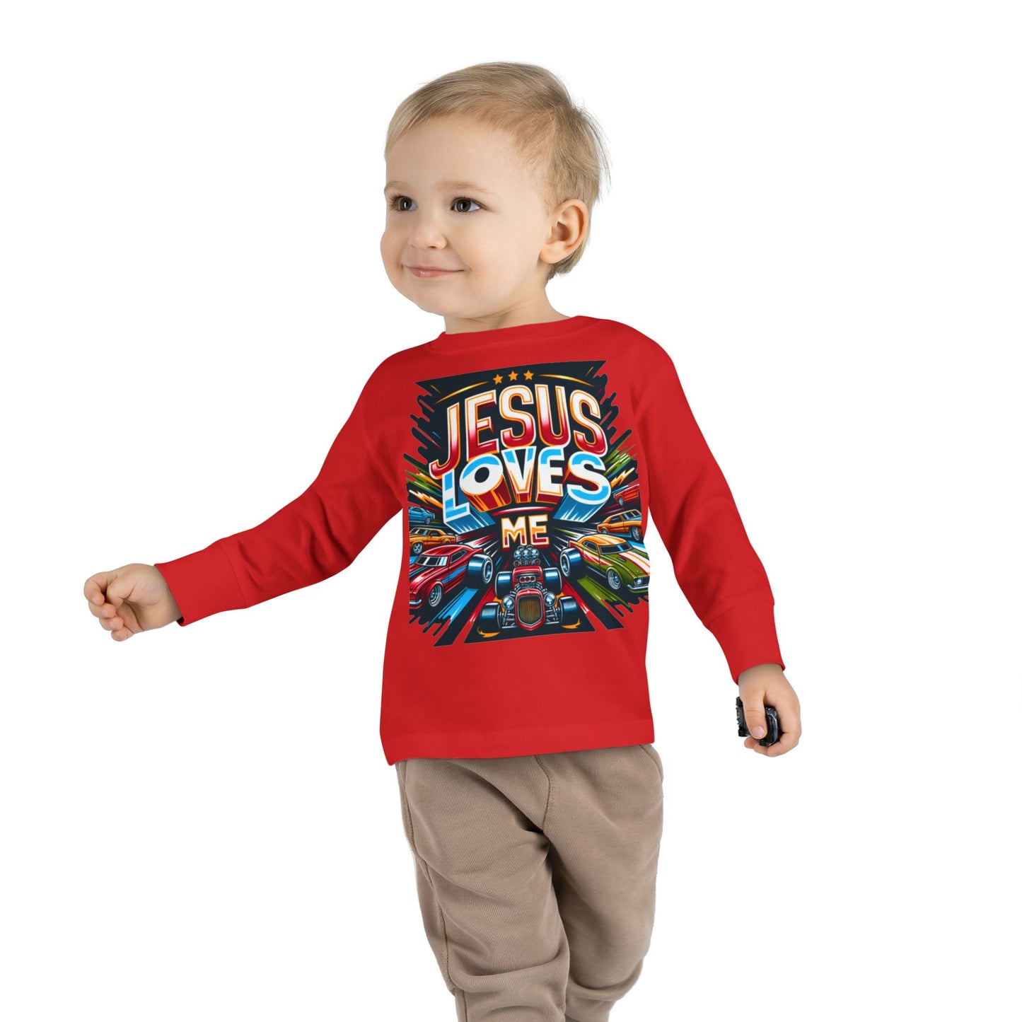 Copy of Jesus Loves Me Toddler Long Sleeve Tee - Personalized Back, Christian Kids Apparel, Perfect for Easter, Birthdays, Playdates, Everyday Wear