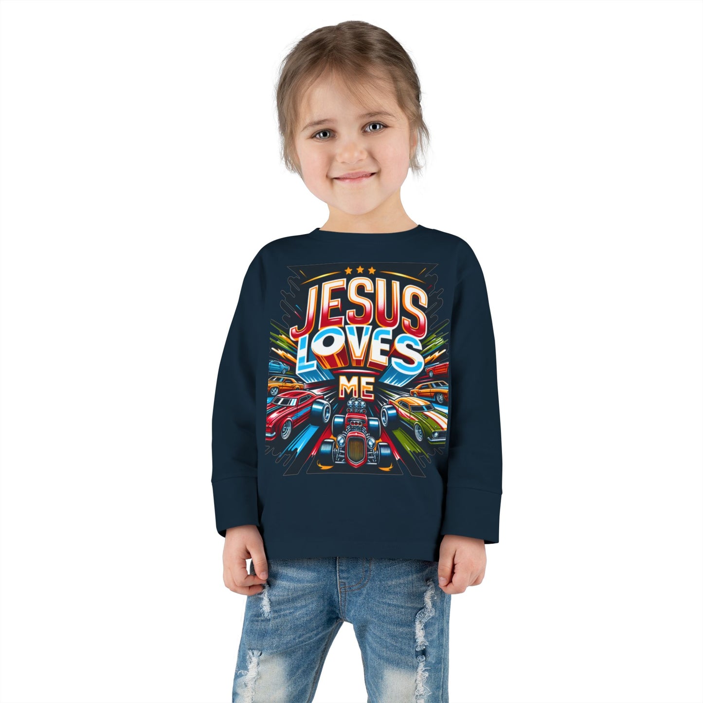 Copy of Jesus Loves Me Toddler Long Sleeve Tee - Personalized Back, Christian Kids Apparel, Perfect for Easter, Birthdays, Playdates, Everyday Wear