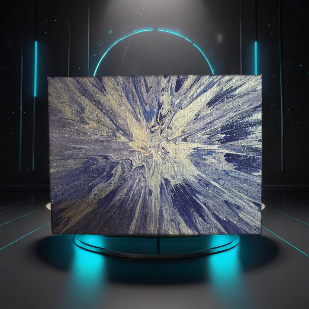 SHINE HIS LIGHT WITH!! DIVINE FAITH 714 original spin/pour art 9"x12" #801