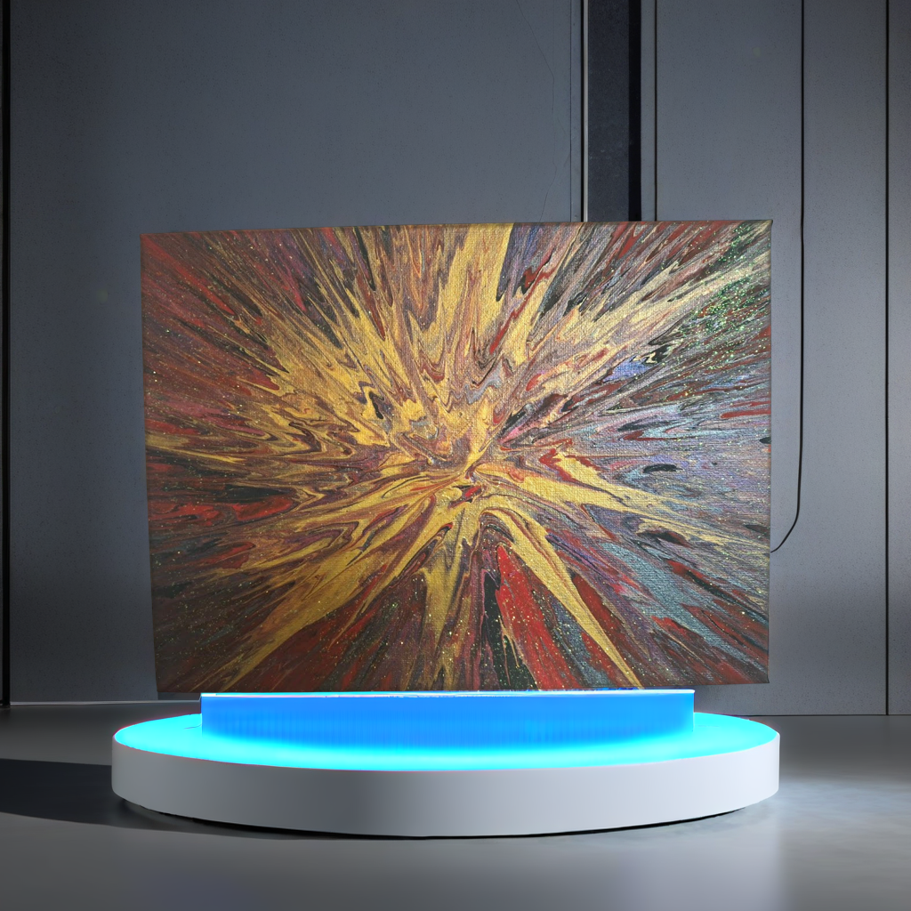 SHINE HIS LIGHT WITH!! DIVINE FAITH 714 original spin/pour art 9"x12" #802