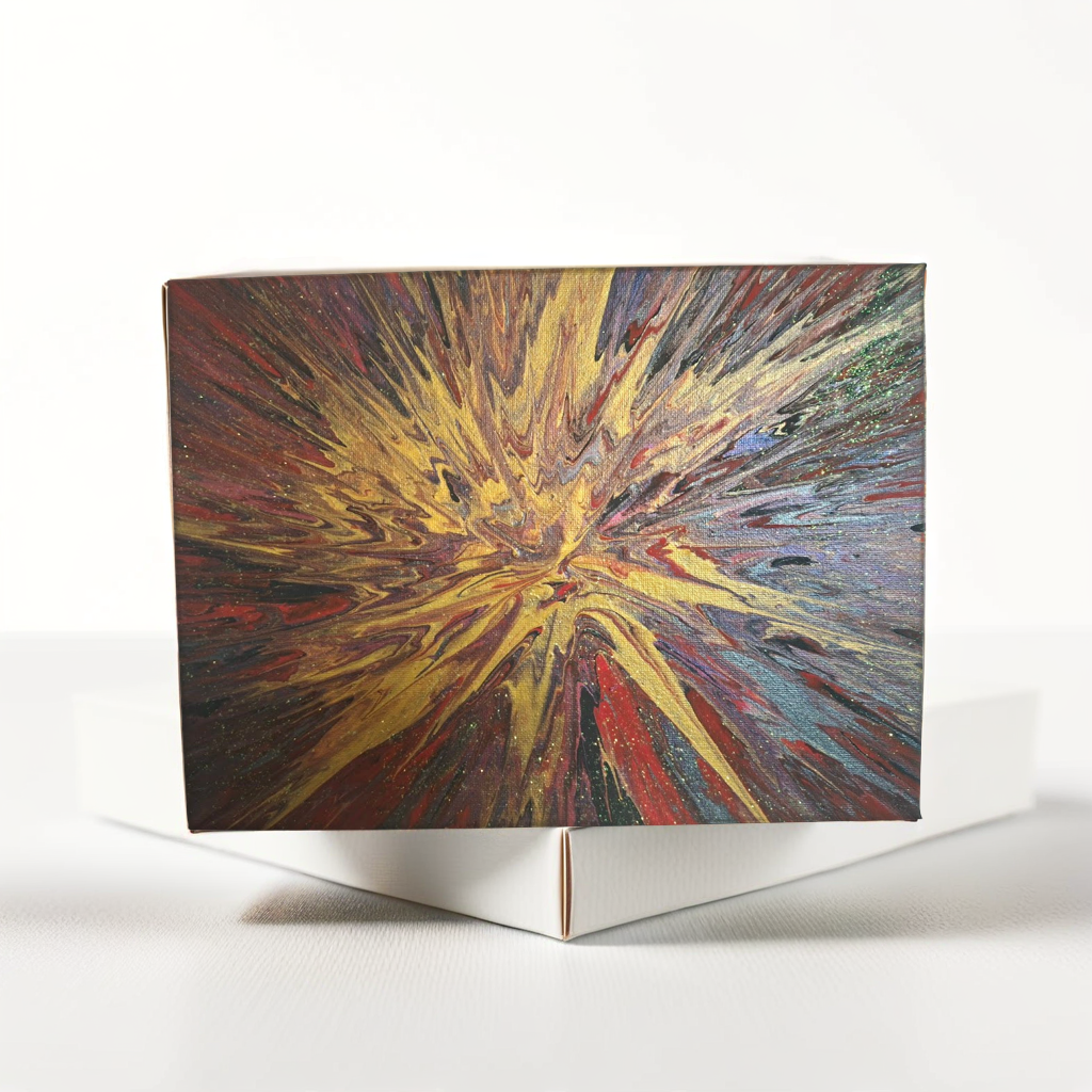 SHINE HIS LIGHT WITH!! DIVINE FAITH 714 original spin/pour art 9"x12" #802