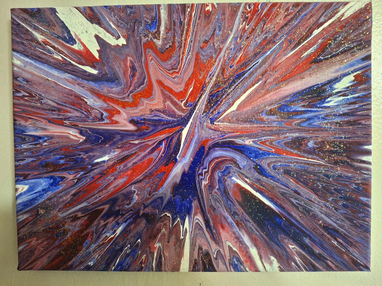 SHINE HIS LIGHT WITH!! DIVINE FAITH 714 original spin/pour art 9"x12" #804