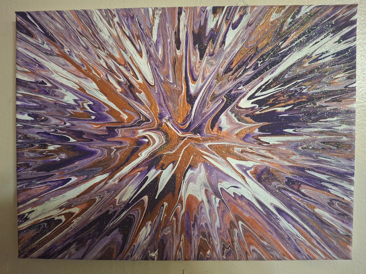 SHINE HIS LIGHT WITH!! DIVINE FAITH 714 original spin/pour art 9"x12" #805