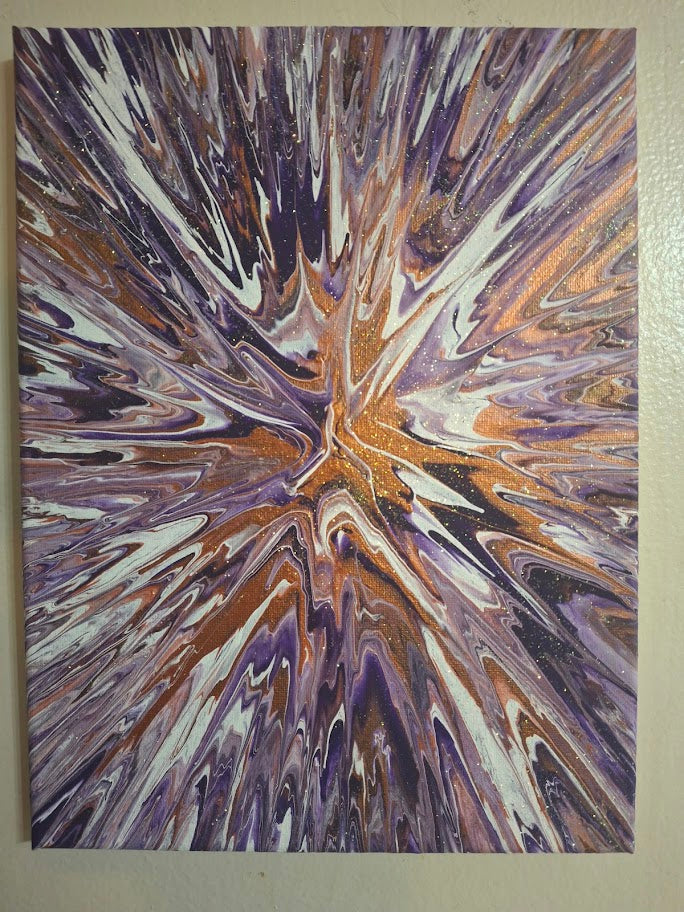 SHINE HIS LIGHT WITH!! DIVINE FAITH 714 original spin/pour art 9"x12" #805