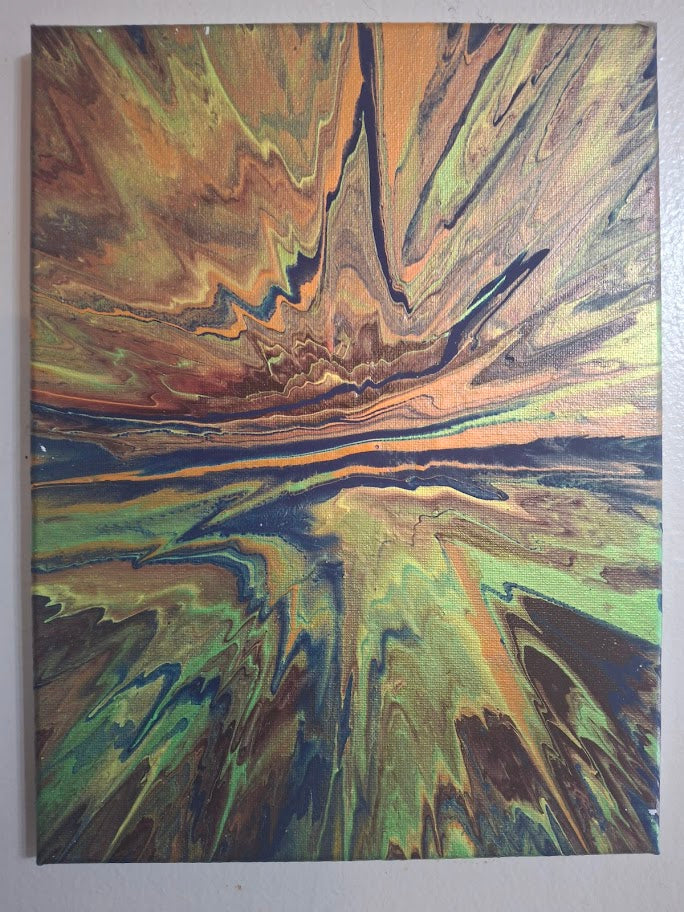 SHINE HIS LIGHT WITH!! DIVINE FAITH 714 original spin/pour art 9"x12" #806