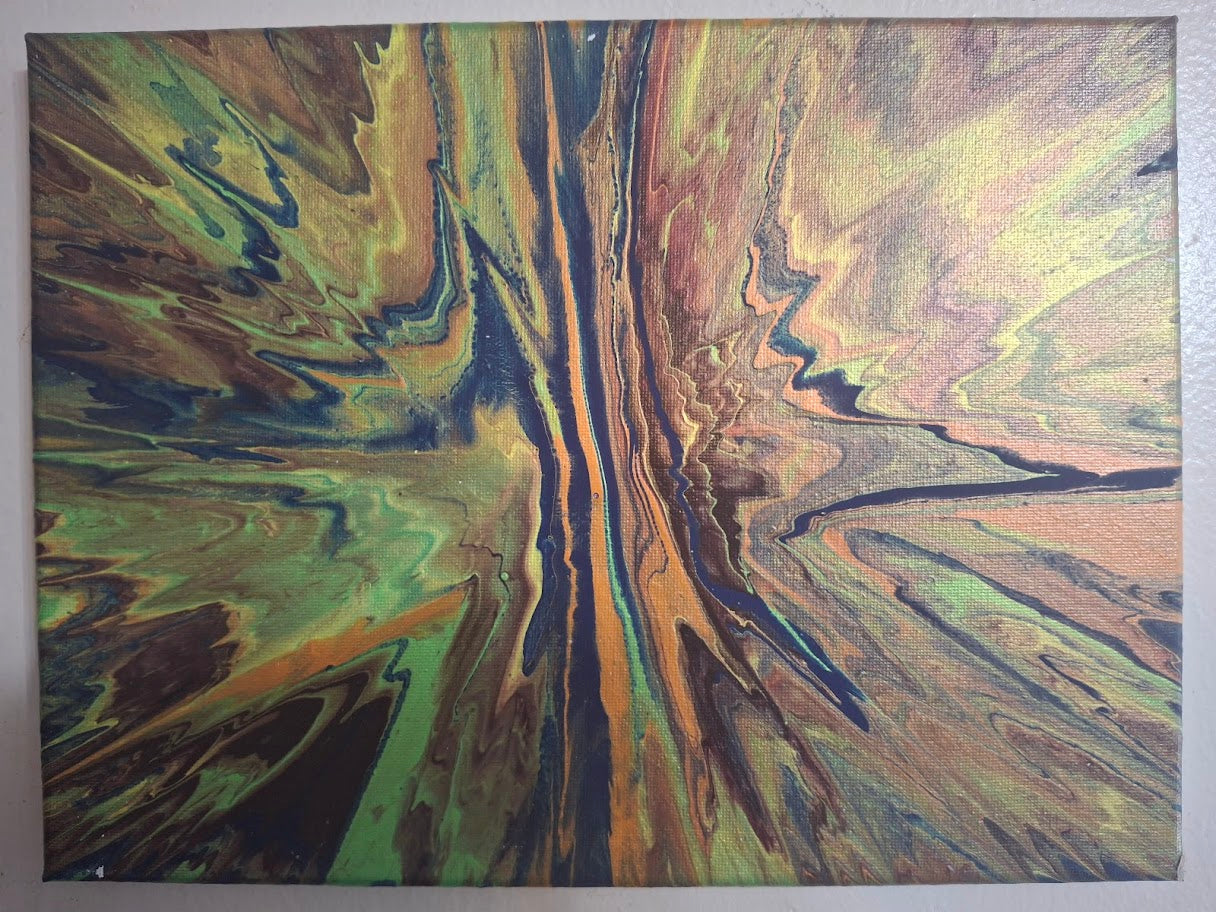 SHINE HIS LIGHT WITH!! DIVINE FAITH 714 original spin/pour art 9"x12" #806