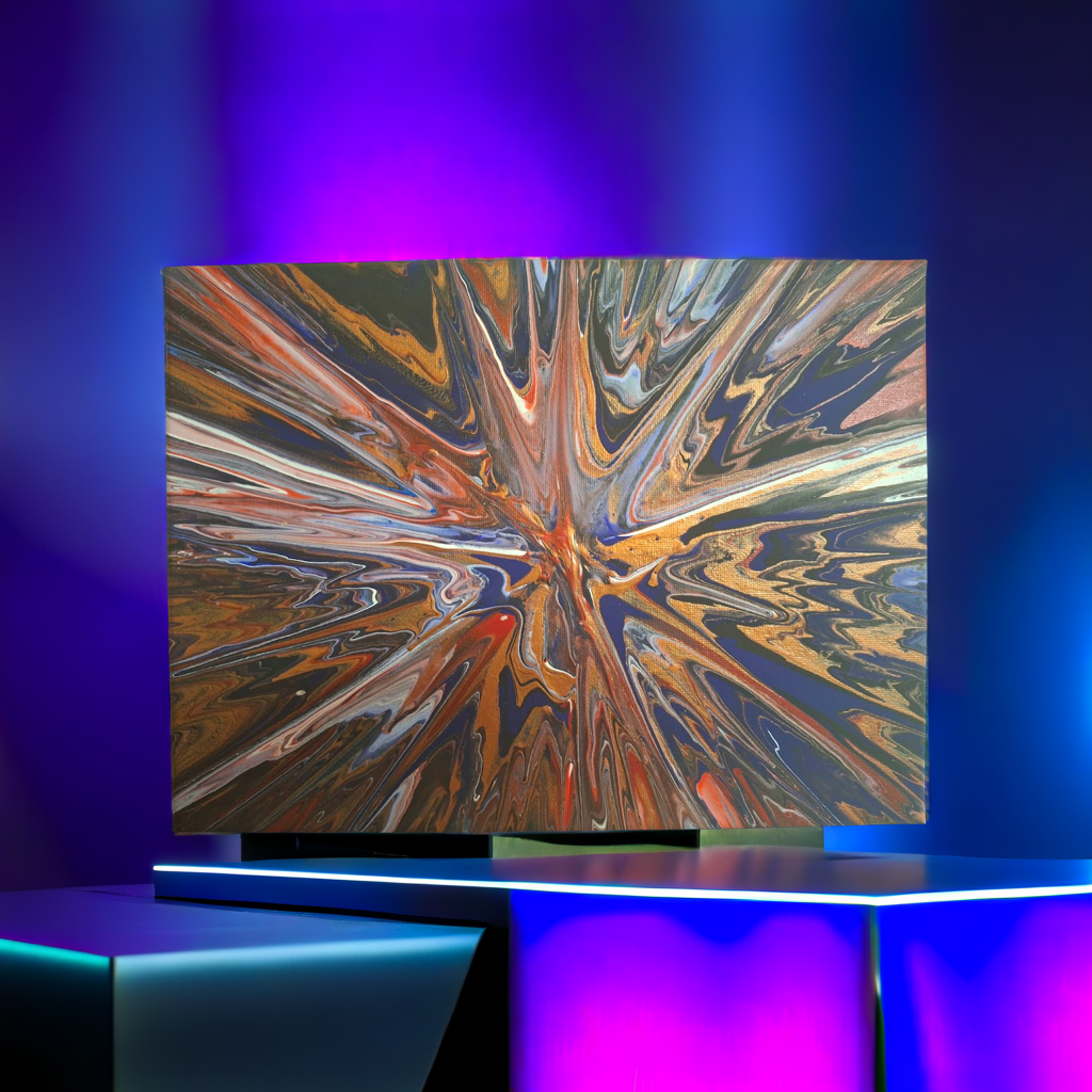 SHINE HIS LIGHT WITH!! DIVINE FAITH 714 original spin/pour art 9"x12" #808