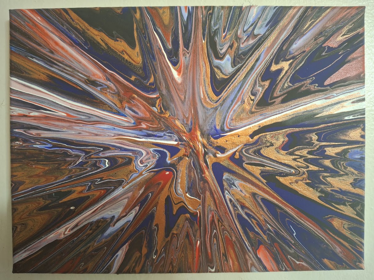 SHINE HIS LIGHT WITH!! DIVINE FAITH 714 original spin/pour art 9"x12" #808