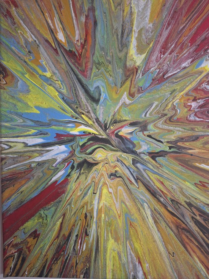 SHINE HIS LIGHT WITH!! DIVINE FAITH 714 original spin/pour art 9"x12" #810
