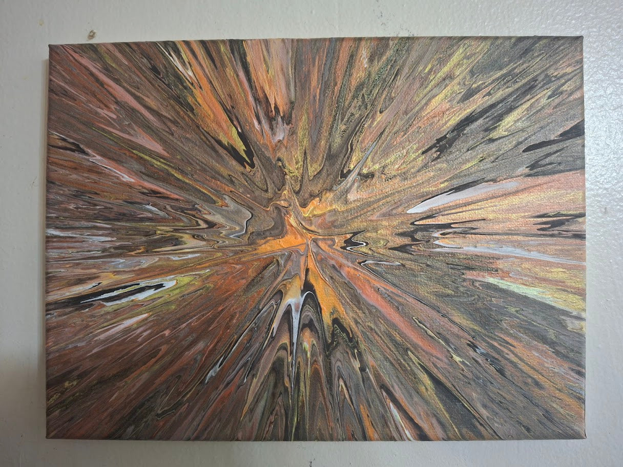 SHINE HIS LIGHT WITH!! DIVINE FAITH 714 original spin/pour art 9"x12" #811