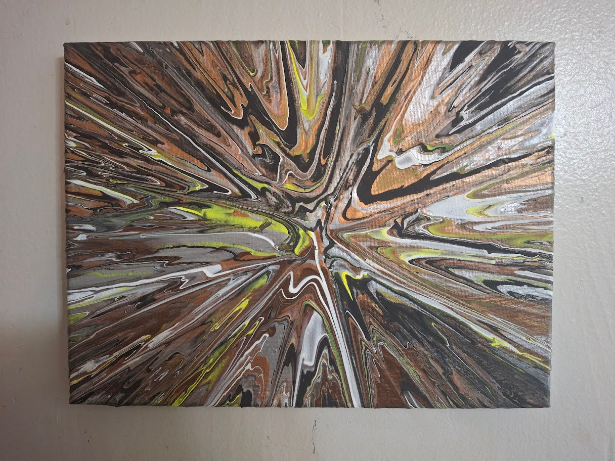 SHINE HIS LIGHT WITH!! DIVINE FAITH 714 original spin/pour art 9"x12" #812