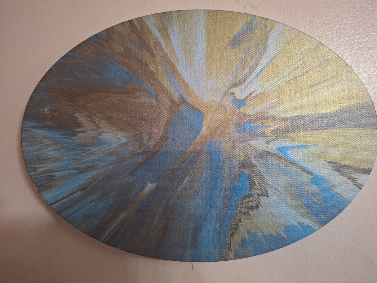 SHINE HIS LIGHT WITH!! DIVINE FAITH 714 original spin/pour art 9"x12" #813