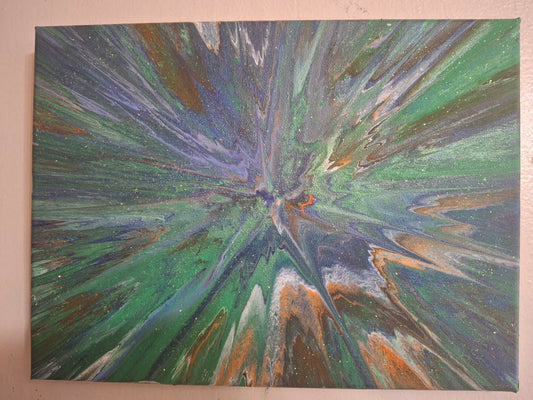 SHINE HIS LIGHT WITH!! DIVINE FAITH 714 original spin/pour art 9"x12" #817