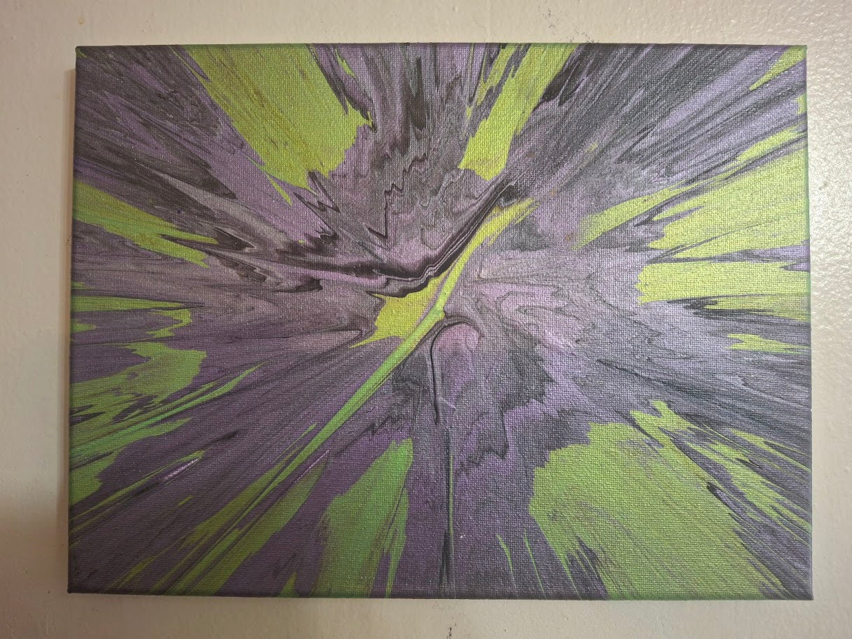SHINE HIS LIGHT WITH!! DIVINE FAITH 714 original spin/pour art 9"x12" #818