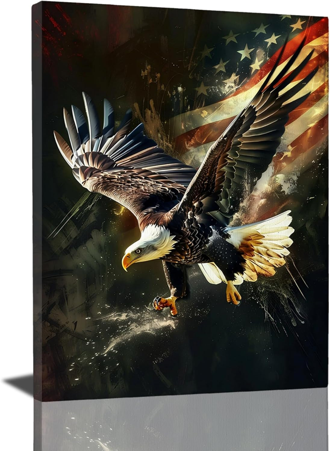 American Eagle Decor Wall Art Bald Eagle Wall Decor Eagle Poster Bald Eagle Pictures for Wall American Eagle Canvas Print Painting Framed Artwork for Bathroom Bedroom Living Room
