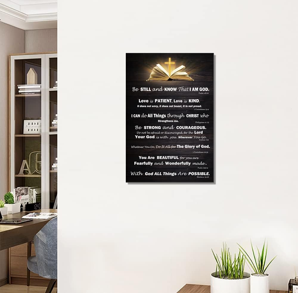 Christian Gifts for Women Motivational Wall Art for Living Room Bedroom Bathroom Kitchen Décor Inspirational Bible Verse Christian Canvas Wall Art Framed Wall Art Rustic Scripture God Says Canvas