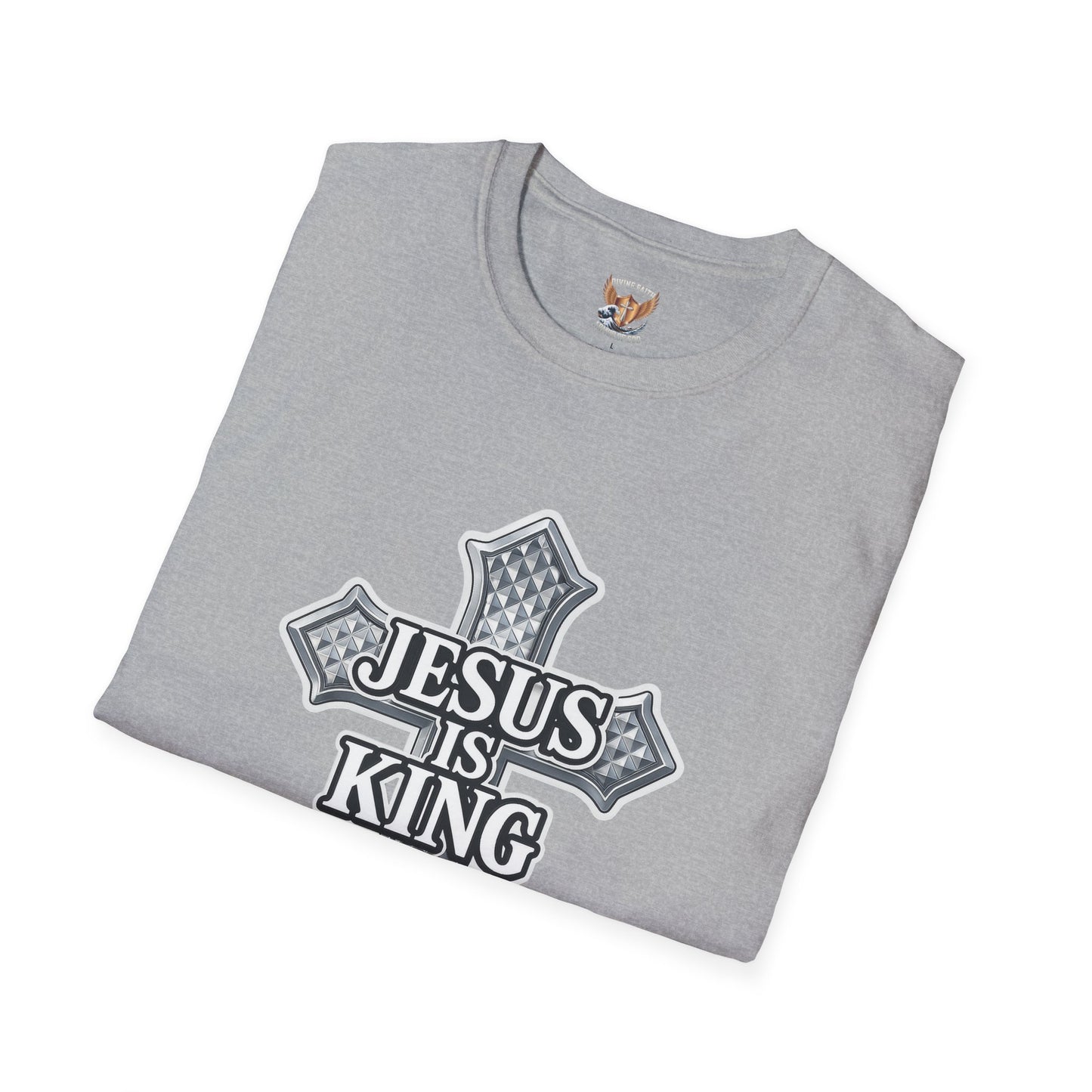 Jesus Is King Christian T-Shirt – Textured Cross Faith Tee | Divine Faith Arm