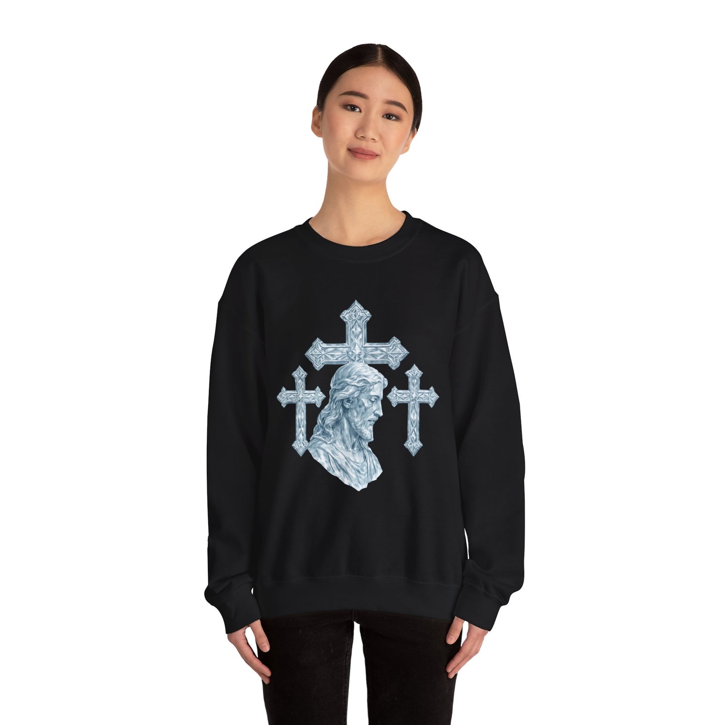 Religious Jesus & Cross Crewneck Sweatshirt — Divine Faith Armor