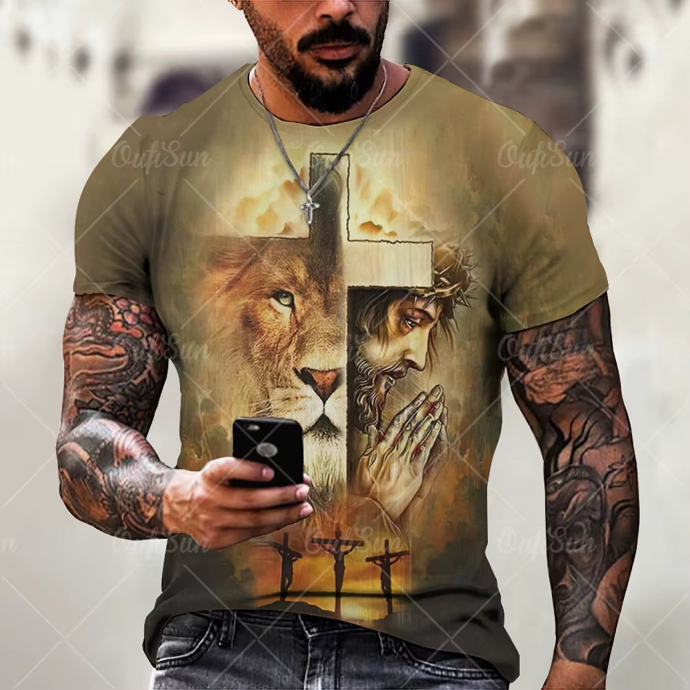 Christ Jesus T-Shirt for Mens 3D Print T Shirt Free Shipping Clothes Short Sleeve Streetwear Vintage Tops Tee Shirt Men Clothing