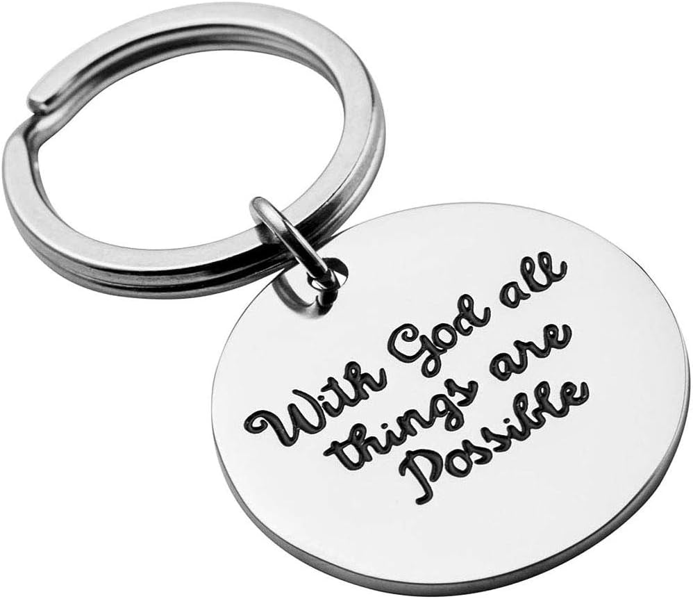 Christian Keychain with God All Things Are Possible Inspirational Christian Keychain Gifts