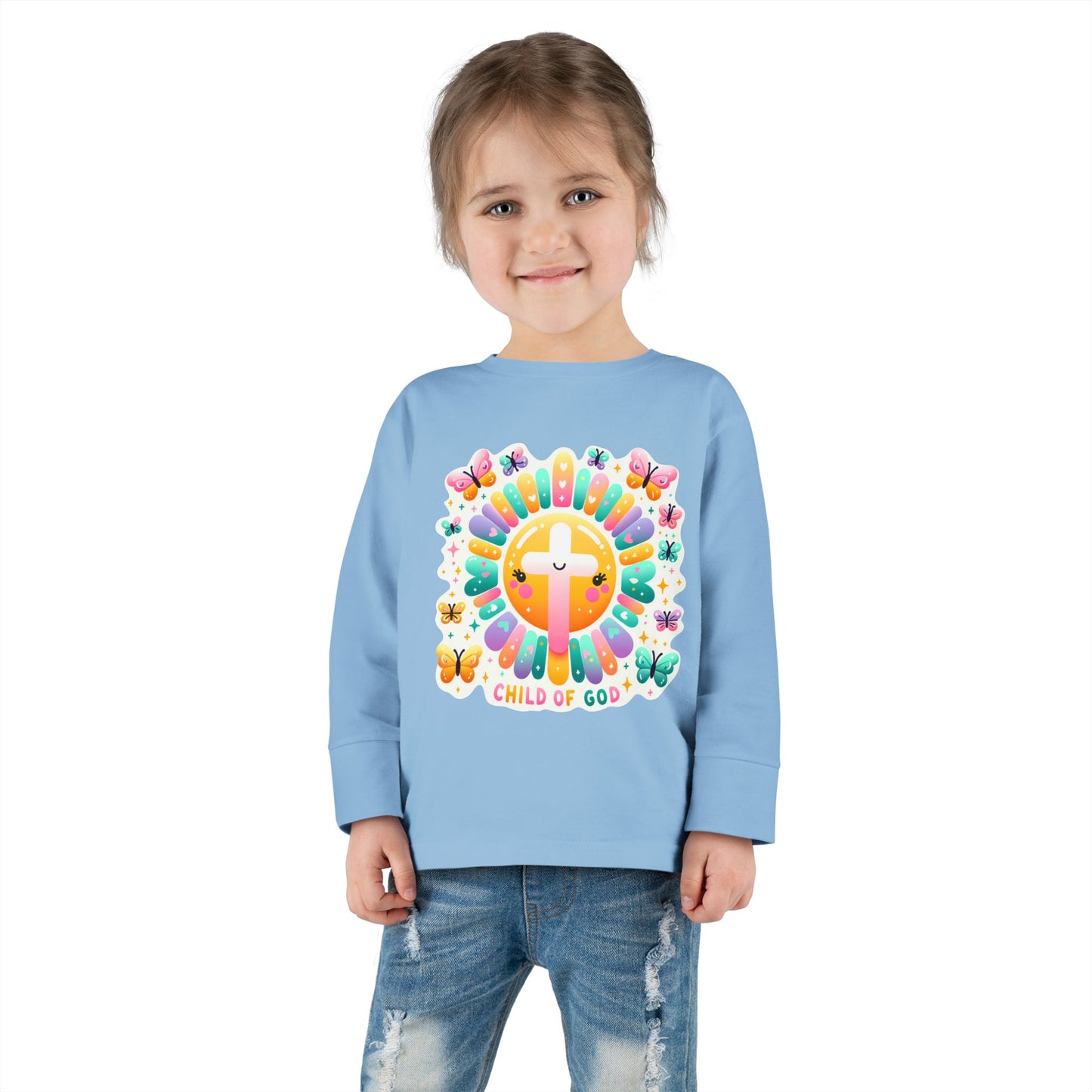 Toddler Long Sleeve Tee – Cute Christian Kids Shirt  Divine Faith Armor