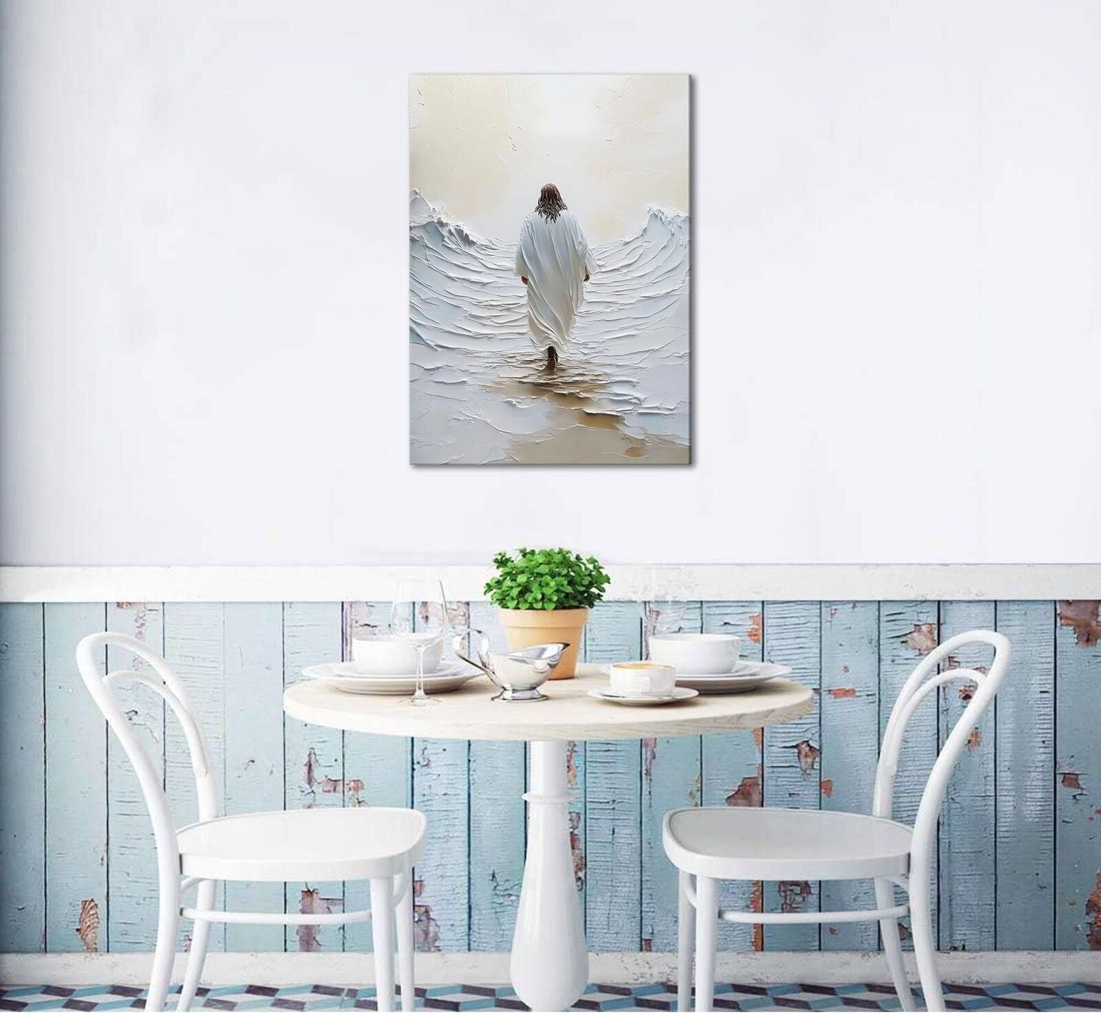 Jesus Walking on Water Canvas Wall Art Jesus Walking on Water Back Wall Decor...