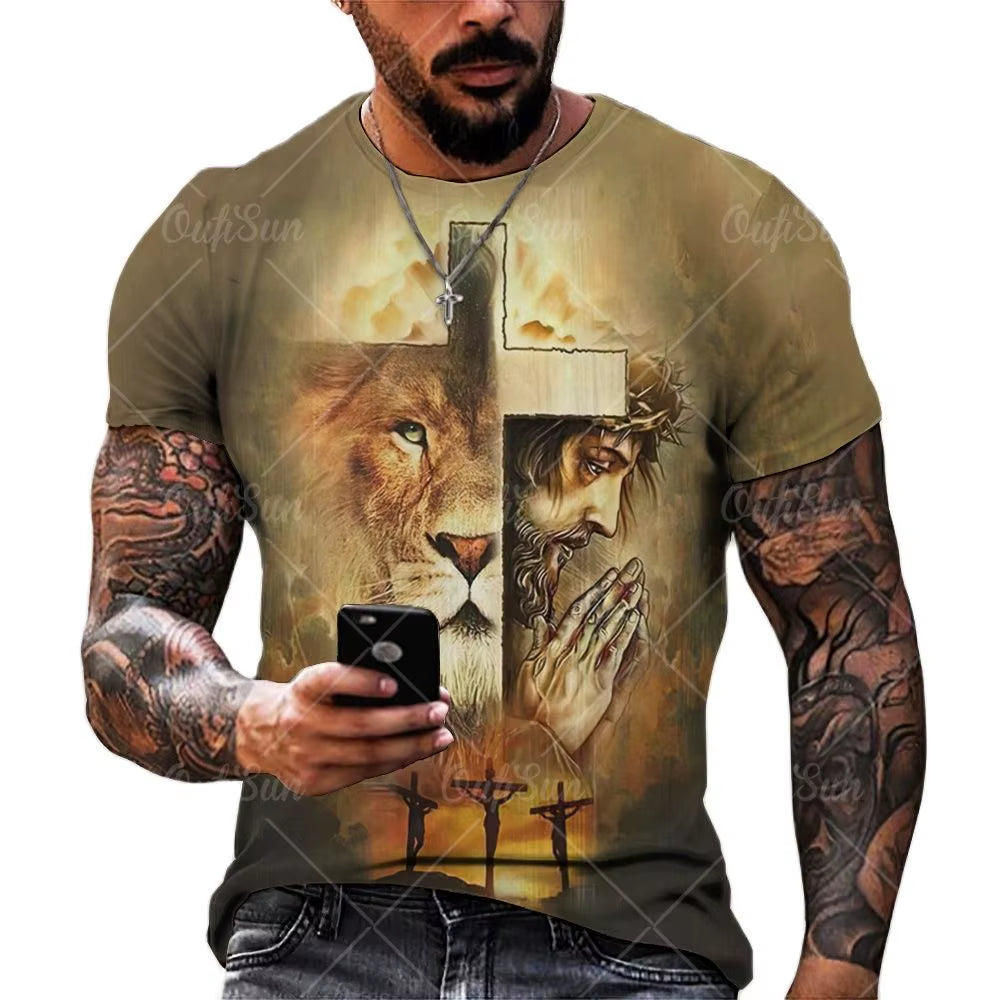 Christ Jesus T-Shirt for Mens 3D Print T Shirt Free Shipping Clothes Short Sleeve Streetwear Vintage Tops Tee Shirt Men Clothing