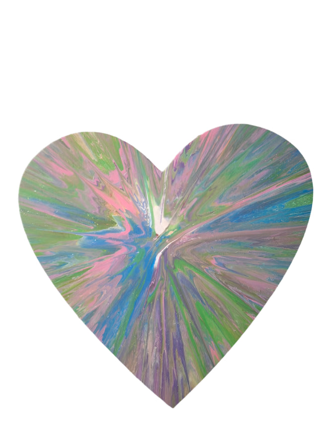 SHINE HIS LIGHT WITH!! DIVINE FAITH 714 original spin/pour art 12" Heart #17
