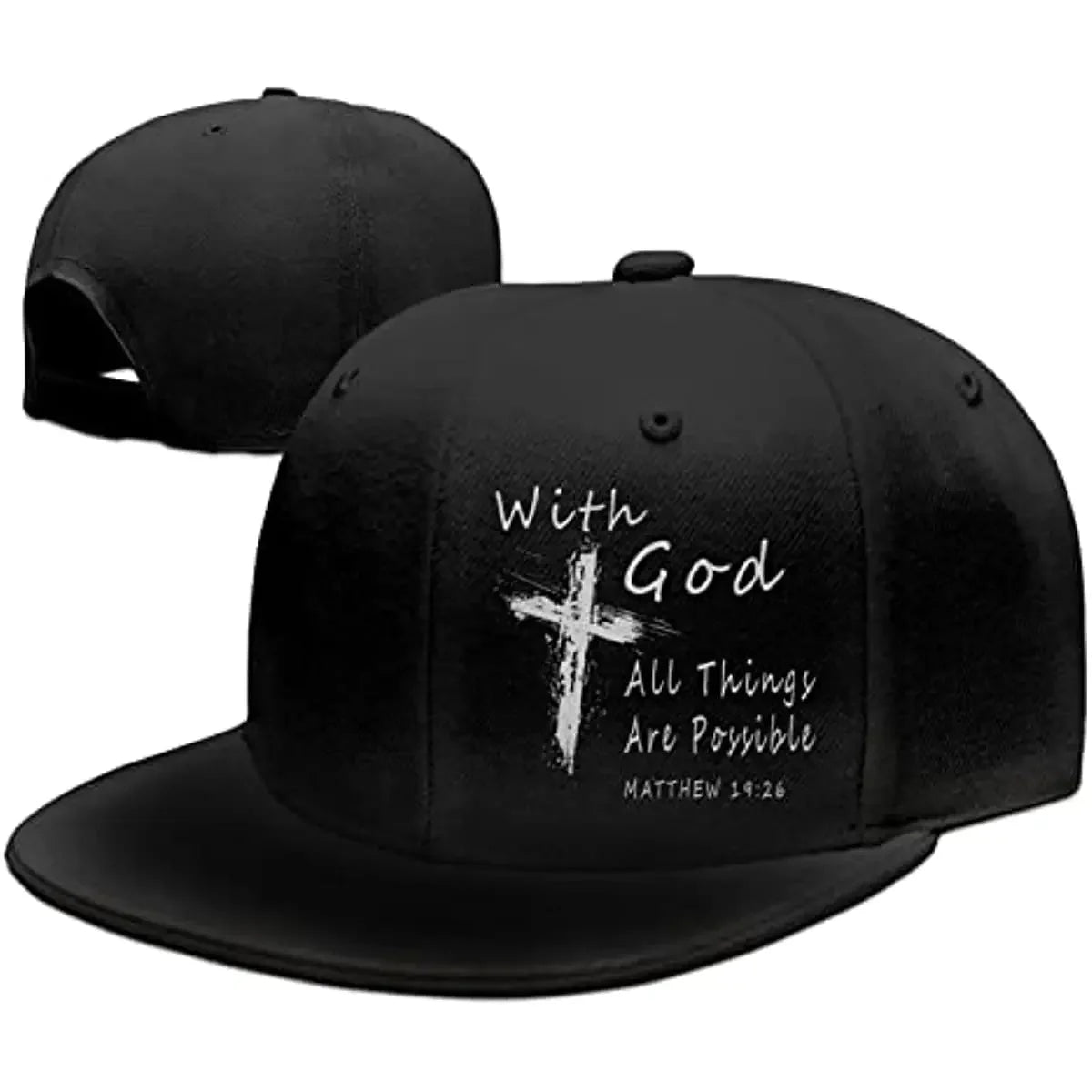 With God All Things Are Possible Christian Faith Snapback Hats for Men Baseball Cap Adjustable Flat Bill Trucker Dad Gift