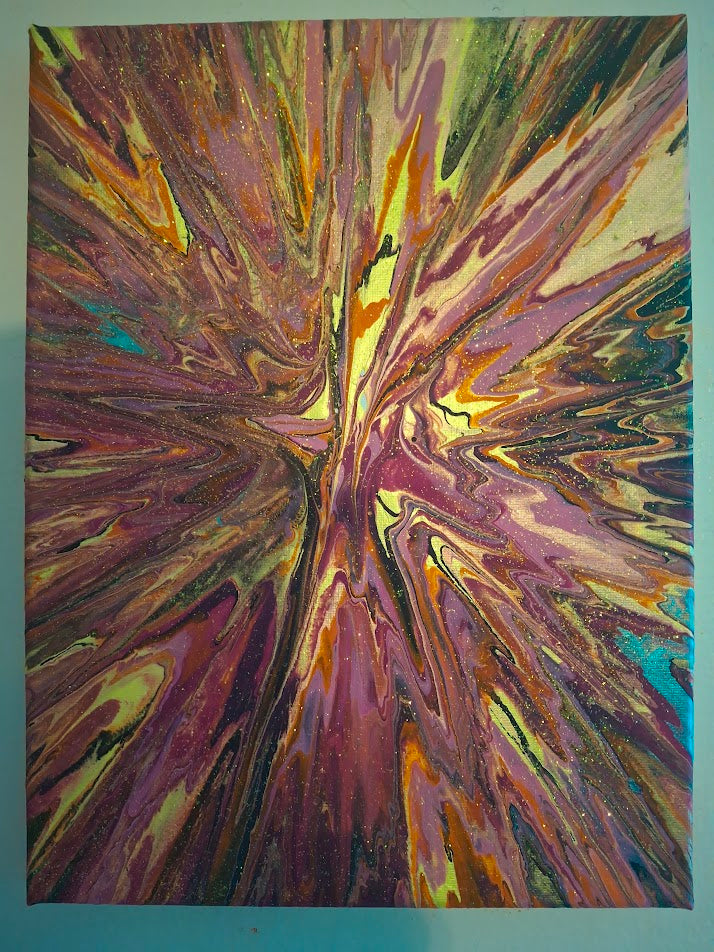 SHINE HIS LIGHT WITH!! DIVINE FAITH 714 original spin/pour art 9"x12" #800