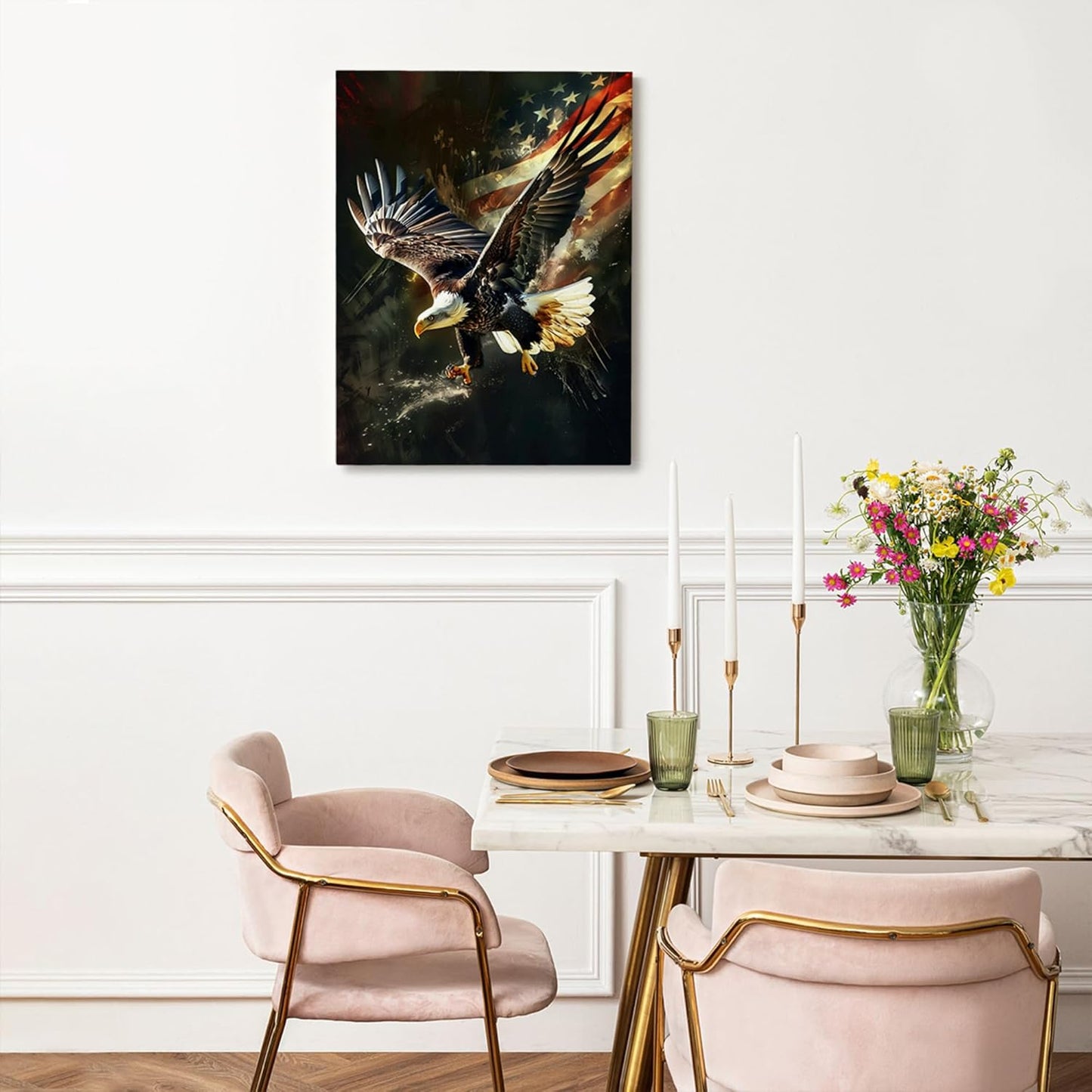 American Eagle Decor Wall Art Bald Eagle Wall Decor Eagle Poster Bald Eagle Pictures for Wall American Eagle Canvas Print Painting Framed Artwork for Bathroom Bedroom Living Room