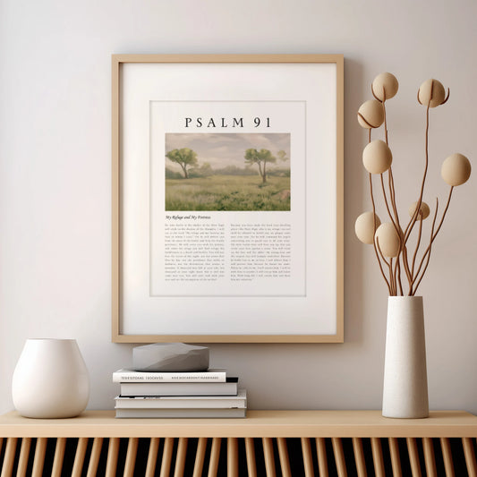 Psalm 91 Vintage Bible Verse Print Bible Verse Wall Art Framed Christian Art Print Vintage Scripture Sign Christian Wall Decor Scripture Art