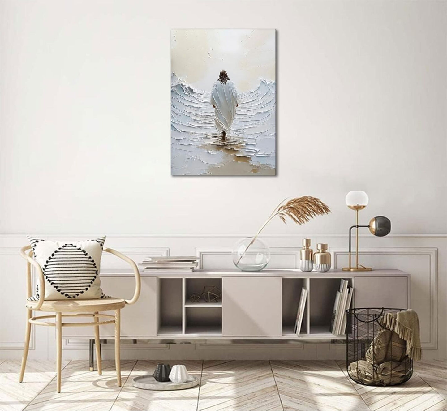 Jesus Walking on Water Canvas Wall Art Jesus Walking on Water Back Wall Decor...