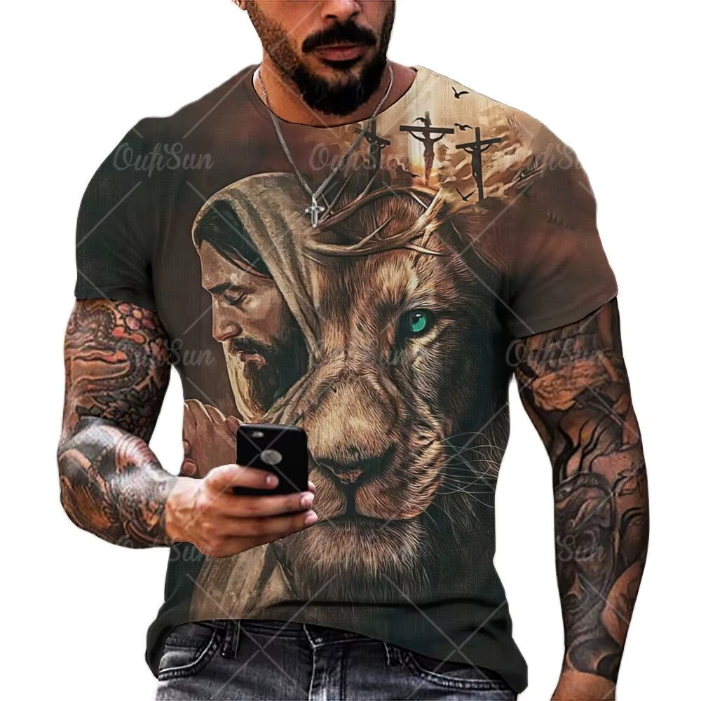 Christ Jesus T-Shirt for Mens 3D Print T Shirt Free Shipping Clothes Short Sleeve Streetwear Vintage Tops Tee Shirt Men Clothing