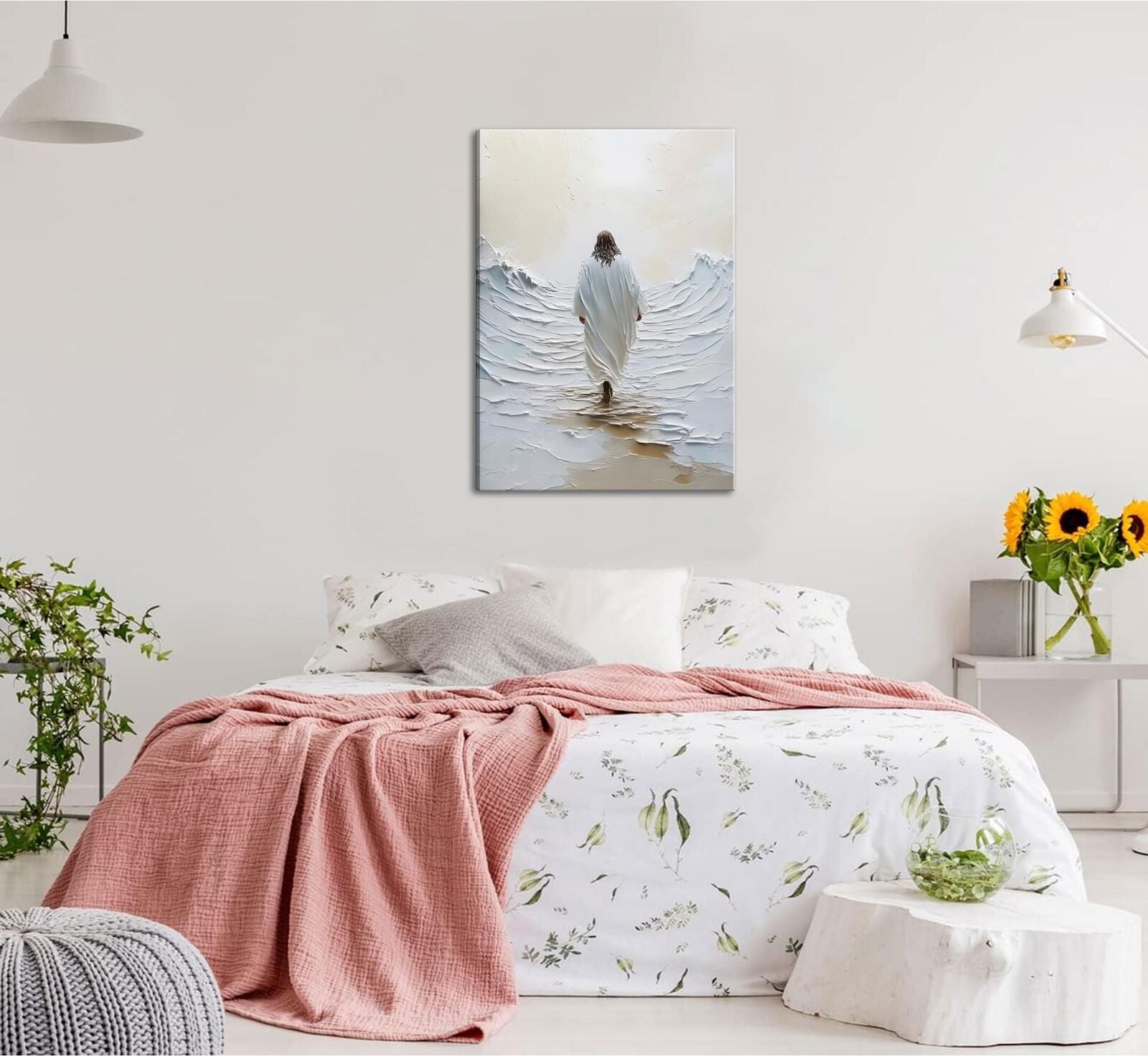 Jesus Walking on Water Canvas Wall Art Jesus Walking on Water Back Wall Decor...