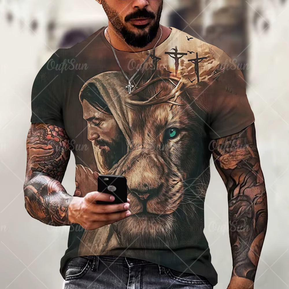 Christ Jesus T-Shirt for Mens 3D Print T Shirt Free Shipping Clothes Short Sleeve Streetwear Vintage Tops Tee Shirt Men Clothing