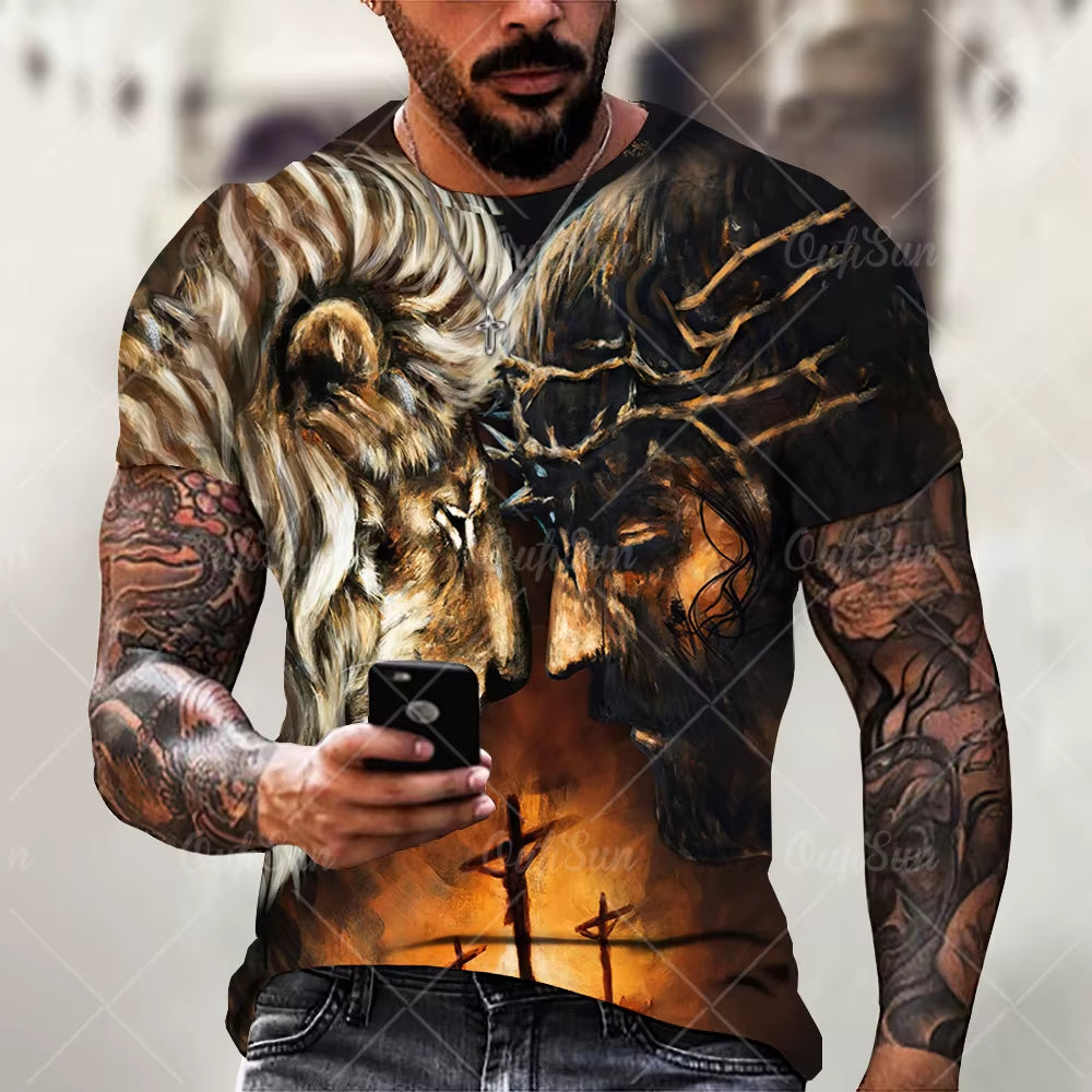 Christ Jesus T-Shirt for Mens 3D Print T Shirt Free Shipping Clothes Short Sleeve Streetwear Vintage Tops Tee Shirt Men Clothing