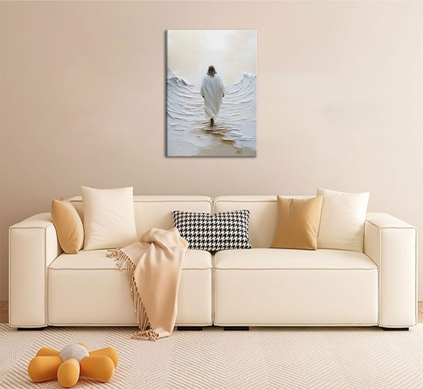 Jesus Walking on Water Canvas Wall Art Jesus Walking on Water Back Wall Decor...