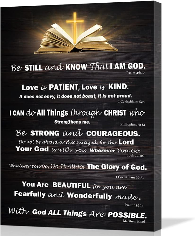 Christian Gifts for Women Motivational Wall Art for Living Room Bedroom Bathroom Kitchen Décor Inspirational Bible Verse Christian Canvas Wall Art Framed Wall Art Rustic Scripture God Says Canvas