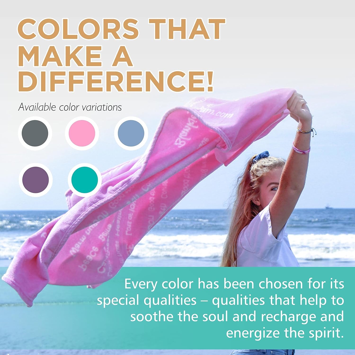 Blankiegram Healing Thoughts Throw Blanket, Comfort Gifts, Spread Positive Energy, Send Hugs with Inspirational Blanket, Perfect Get Well Gifts for Women, Men and Children - 50"X60" (Purple)