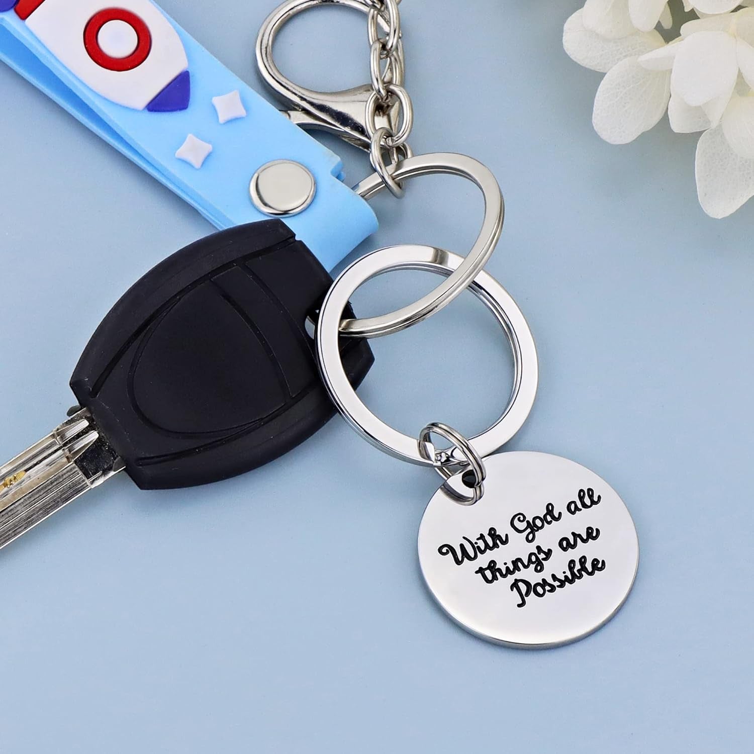 Christian Keychain with God All Things Are Possible Inspirational Christian Keychain Gifts