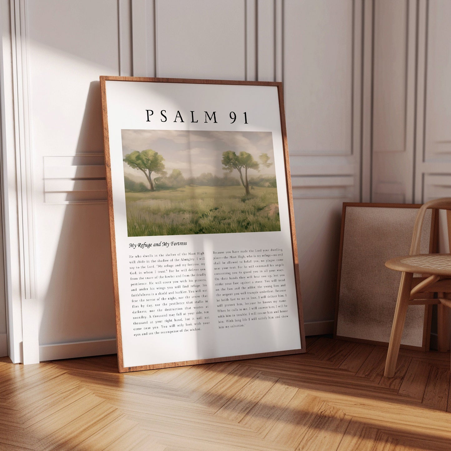 Psalm 91 Vintage Bible Verse Print Bible Verse Wall Art Framed Christian Art Print Vintage Scripture Sign Christian Wall Decor Scripture Art
