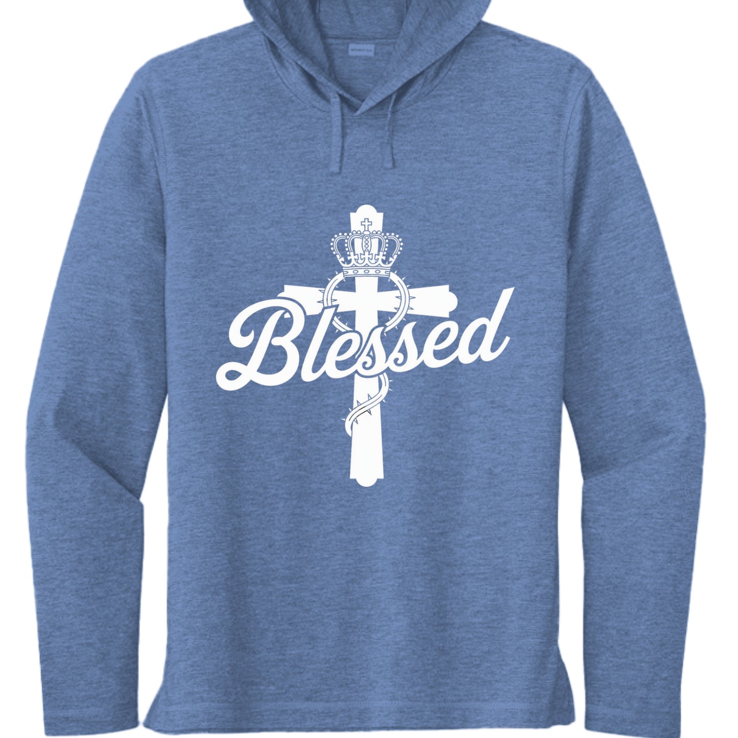 Divine Faith Armor™ Blessed Cross front graphic with Faith on sleeve Christian shirt True Royal  - FRONT
